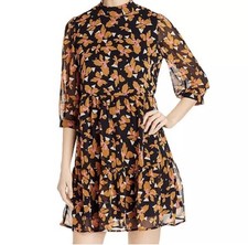 NWT Vero Moda Iris Geo-Print Dress MockNeck Long Sleeve Boho Festival Dress Sz S