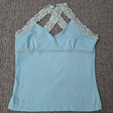 Lipstick Y2K Fairycore Beaded Lace Cami Tank Top Blue Coquette Size M