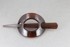 Brown plastic stick barrette slide hair clip pin stick oval accessory hairpin