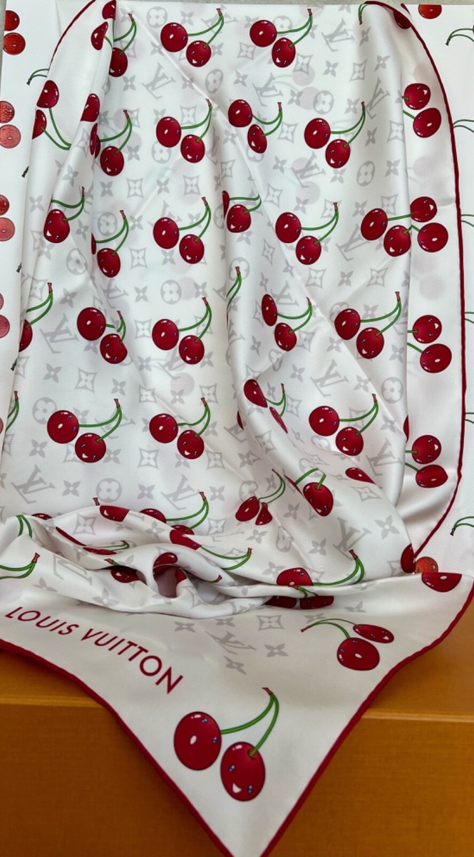 Louis Vuitton TakashiMurakami Monogram Cerise Silk Scarf 90