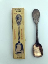 Pope John Paul Papal Visit UK Silver Plated On Stainless Steel Sugar Spoon