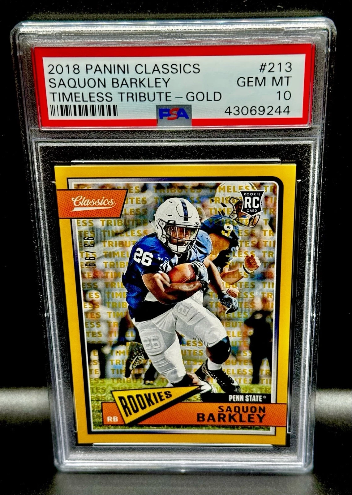 Saquon Barkley Panini Classics #213 Timeless Tributes-Gold