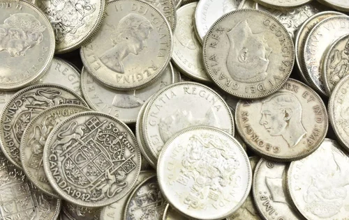 2 Pc Lot Of 80% Silver Canada Half Dollars $1 Face Value AU CONDITION