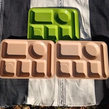 Lot of 3  Melamine Divided School Lunch Mess Hall Trays - Texas Ware & Arrowhead