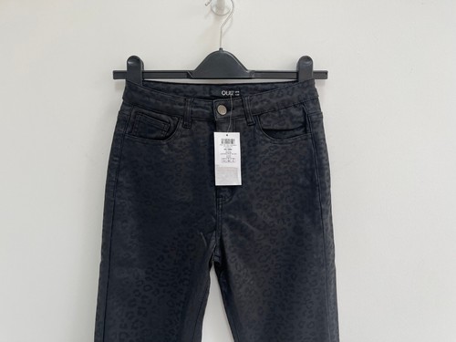 QUIZ Skinny Jeans Black Leopard Print Stretch UK 8 - BNWT - Picture 2 of 7