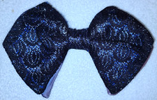 vintage pre-tied shimmery black blue purple clip-on Bow Tie Cravat diamond point