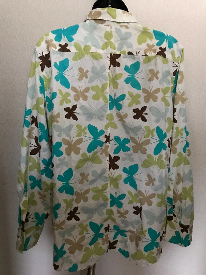 Camiseta de manga ajustable con estampado de mariposas 100% algodón para niñas de Land's End Talla M Foto 4 de 4