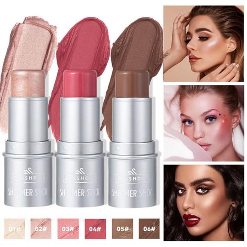 6 Colors Cheek Lip Tinted Moistured Blush Stick Eyes Cheek Lip Brighten Cream - Picture 4 of 26