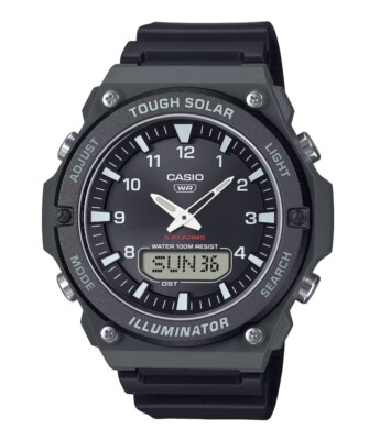 Casio AQ-S820W-1A Black Analog Solar Power Illuminator Analog Men's Sport Watch