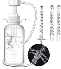 300ml Reusable Vaginal Cleaning System Anal Douche for Women with 2 Nozzle Tips