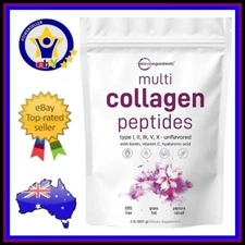 MULTI COLLAGEN PEPTIDES 907g + Hyaluronic Acid Type I, II, III, V, X 82 Serves