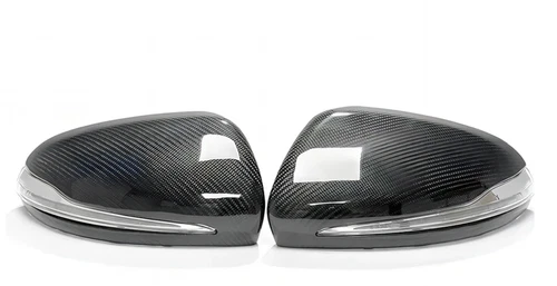 Replacement LHD Real Carbon Fiber LED Side Mirror Cap Fits 19-23 C257 CLS450 53
