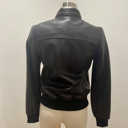 Michael Kors Leather Zip Moto Bomber Jacket Womens Size XS Black NWOT - Picture 9 of 16