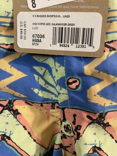 NWT Patagonia Kids Lined Baggies Shorts Salamander Green Size Large - Picture 4 of 4