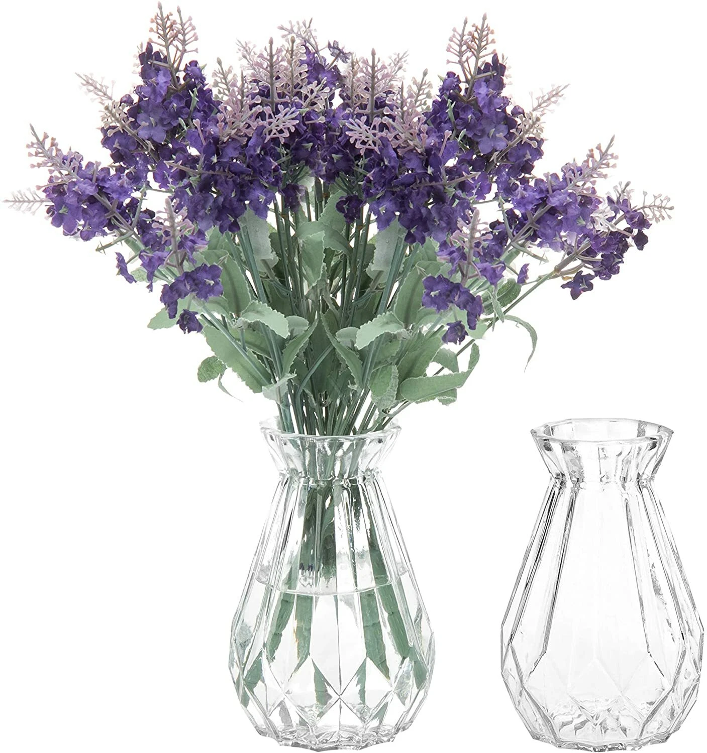 5-Inch Decorative Clear Glass Diamond-Faceted Flower Decorative Vases, Set of 2
Opens in a new windo