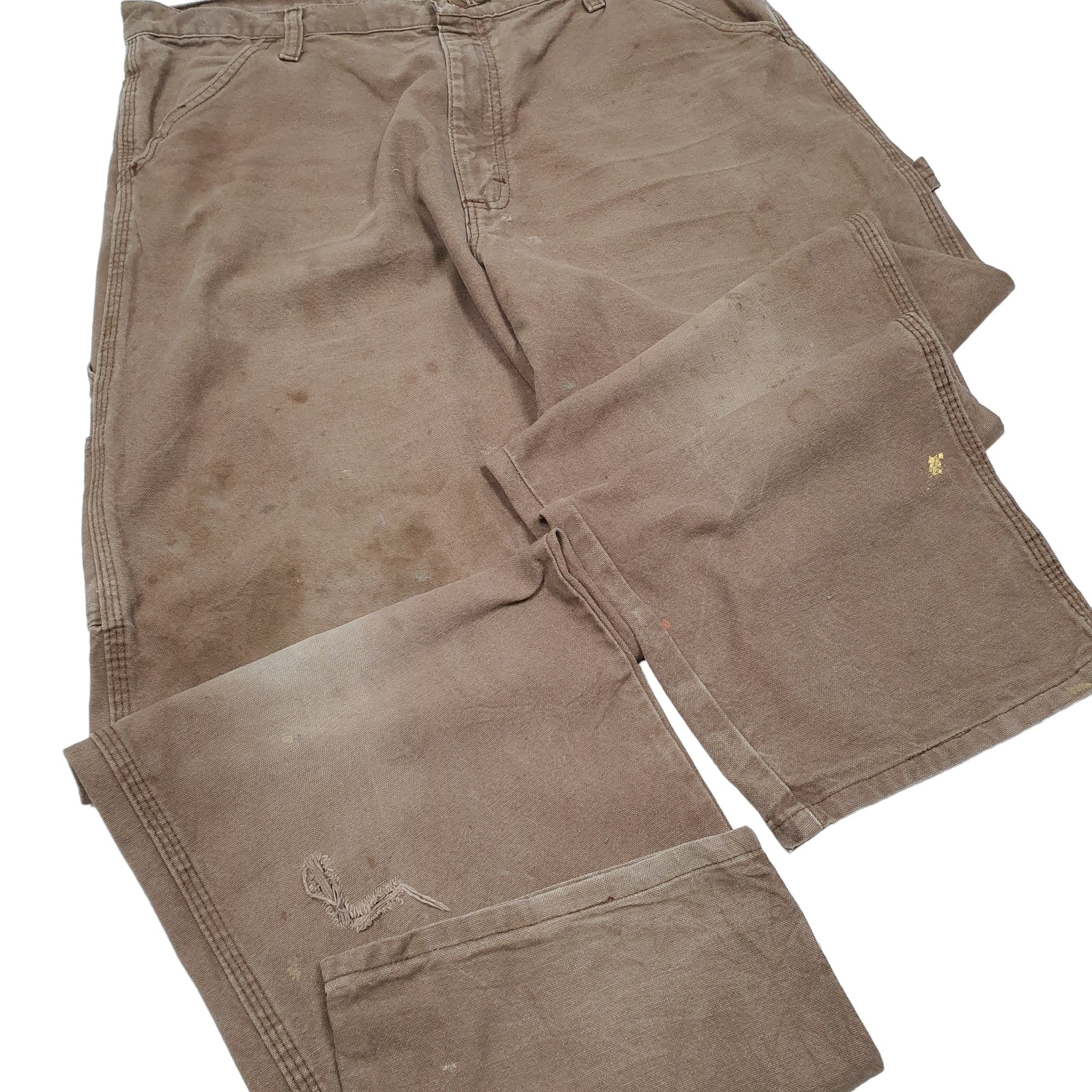 RUSTLERS Carpenter Workwear Trousers Cotton Brown Mens W36 L34 image 4