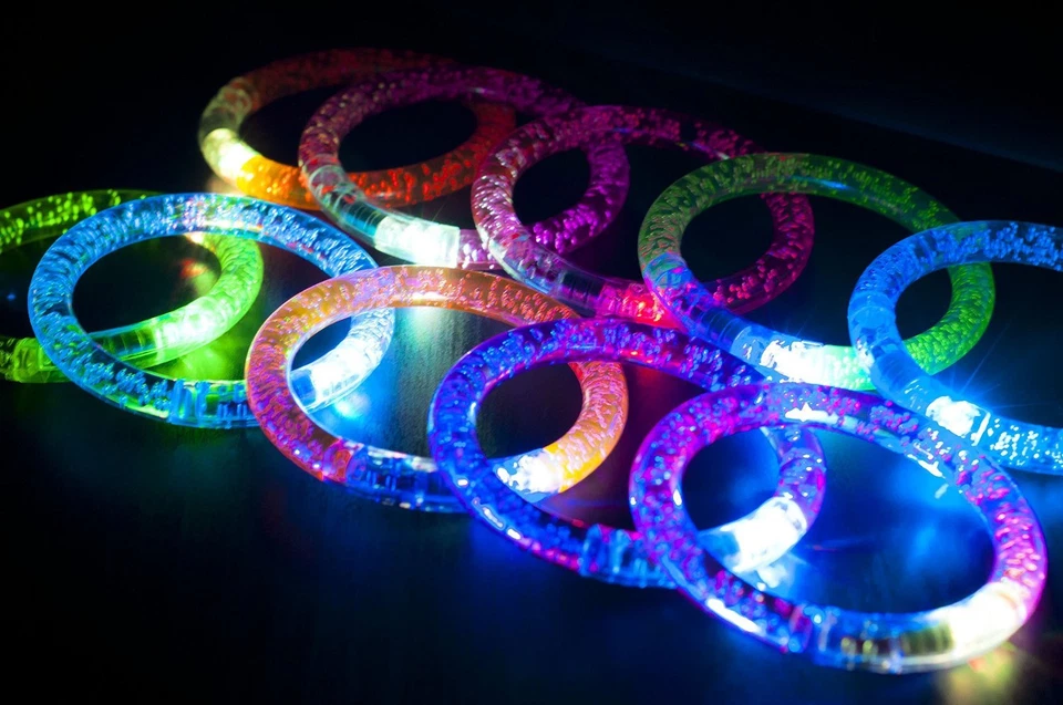 Pulsera Pulsera Acrílica Iluminada LED Brillo Intermitente Desgaste Rave Wear 12 piezas Foto 2 de 4