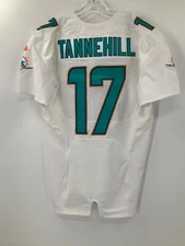 #17 MIAMI DOLPHINS RYAN TANNEHILL TEAM ISSUED WHITE JERSEY YR-2014 SZ-44