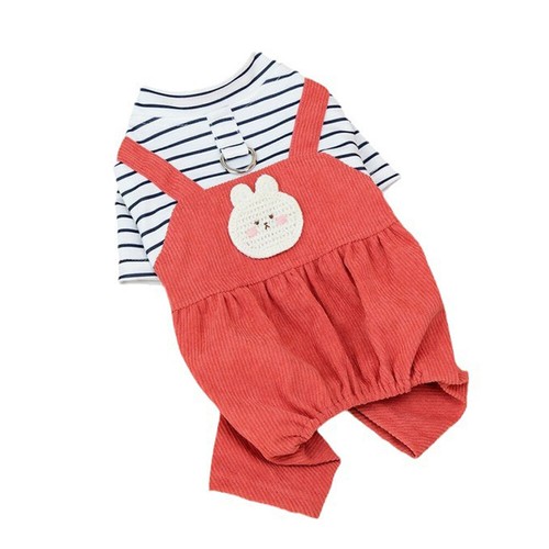 Puppy Dog Clothes Rompers Striped Jumpsuit Pet Four-Legged Clothes Overalls UK - Picture 5 of 24