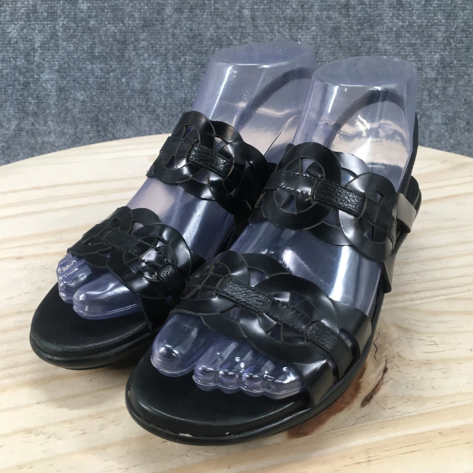 Sandalias Munro Americanas Para Mujer 6.5 M Cordones Cuero Negro Cuña para Caminar Informales Foto 4 de 4