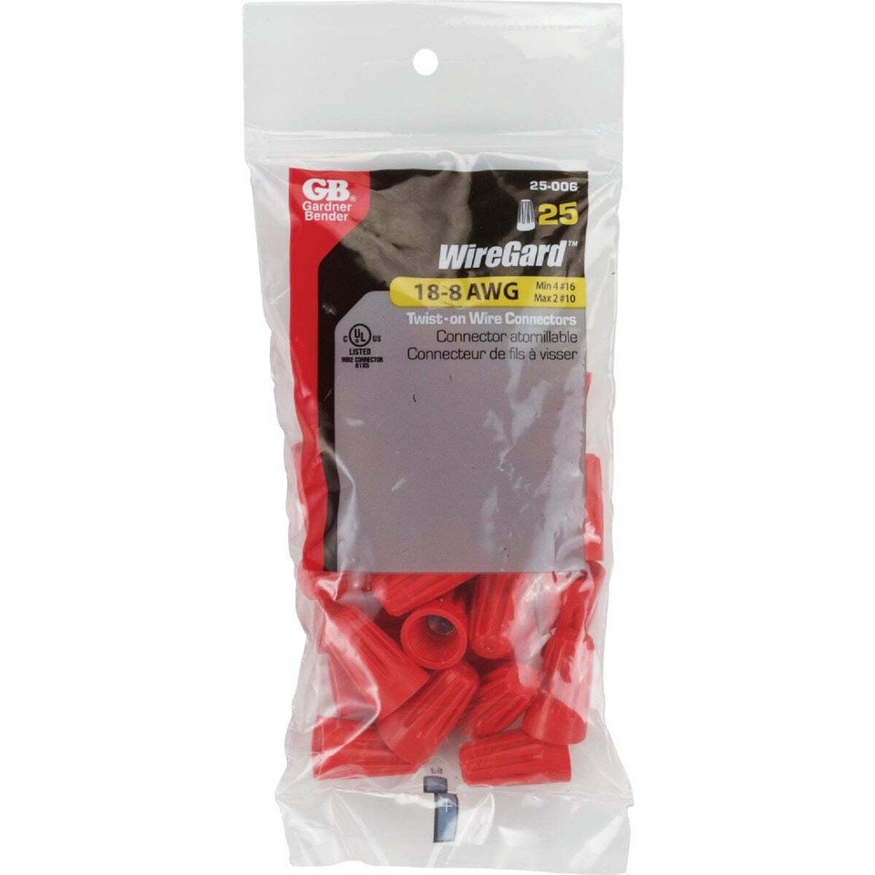 Gardner Bender WingGard Large Red 18 AWG to 10 AWG Wire Connector (25