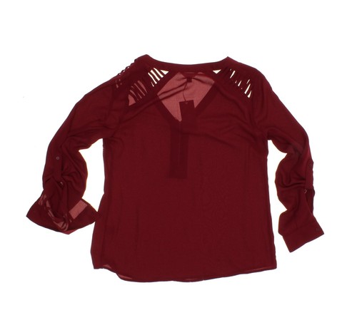 Blusa Top Candie's Para Mujer Manga con Pestaña Redonda Cremallera Frontal - Rojo Remolacha - Talla M - Imagen 2 de 2
