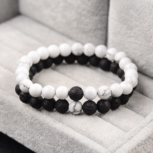 Couple His & Hers Distance Healing Bracelet Black Red Lava Bead Matching YinYang - Picture 99 of 156