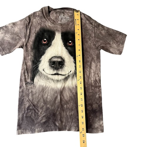 The Mountain T Shirt Kids Dog Border Collie Medium Gray Tie Dye - Picture 3 of 8