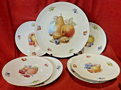 7 teiliges Porzellan Obst Design Kuchen/Dessert Set Gateaux Teller 6 Dessertteller