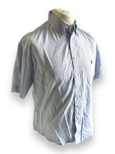 Ralph Lauren Yarmouth 90s Shirt Short Sleeve Blue / White Check Gingham Large L - Picture 22 of 24