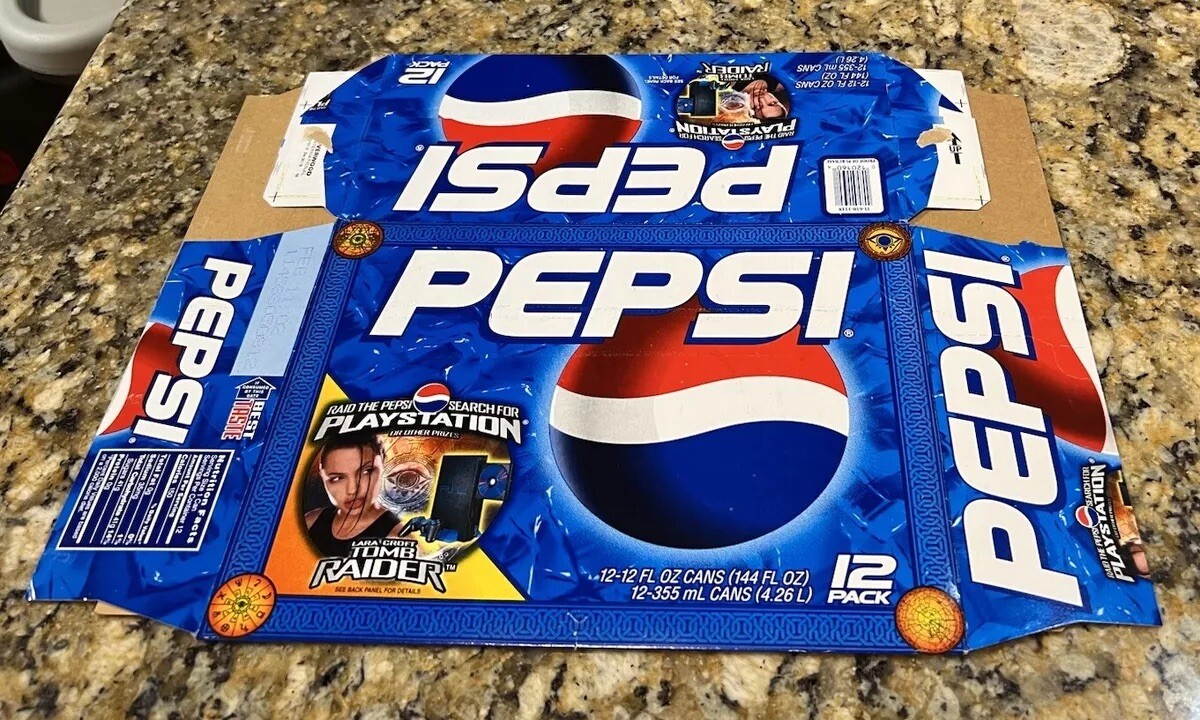 Vintage Pepsi Tomb Raider Carrier Cardboard Sign Playstation 2