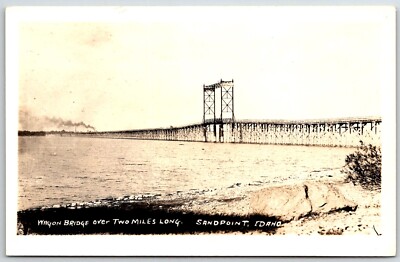 Sandpoint Idaho 2 Mile Wood Wagon Bridge Steel Drawbridge RPPC Real Photo ID