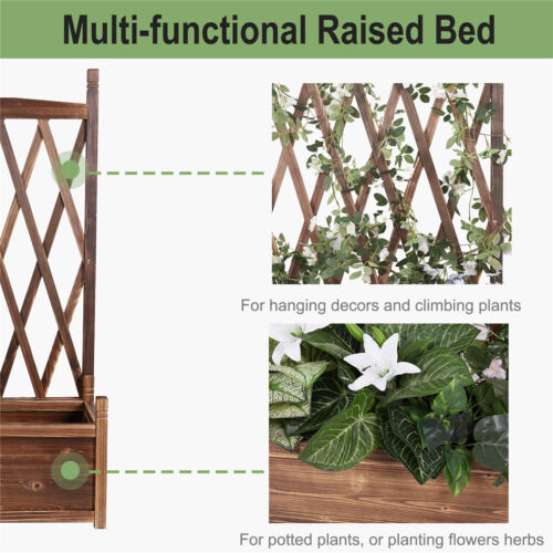 Large Wood Planter Box Outdoor Garden Lattice Trellis Shelf for Vegetable Flower - Picture 10 of 12