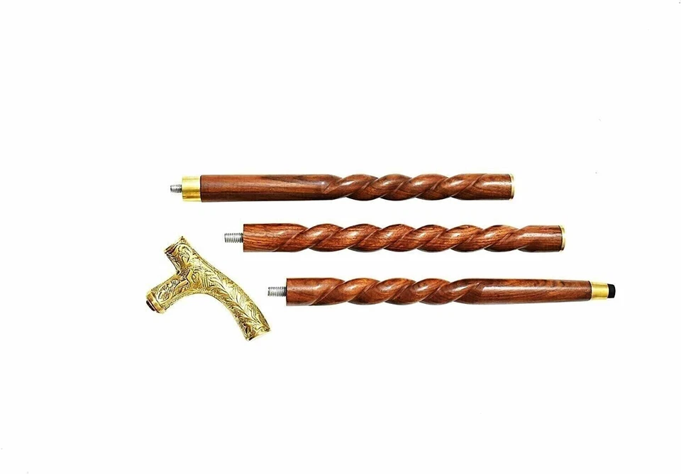 Bengala de bronze para homens e mulheres designer elegante vintage madeira vitoriana - Imagem 3 de 4