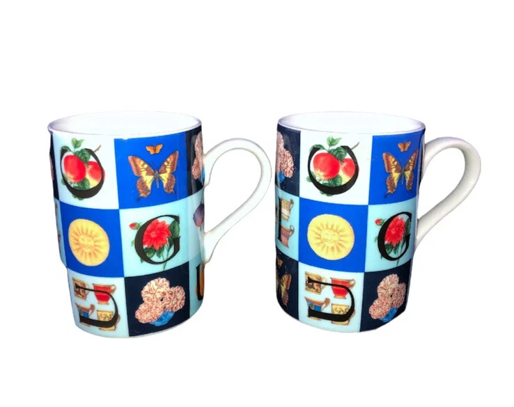 Gucci Porcelain Set Of 2 Coffee Cups In Guccissimo Pattern Richard Ginori