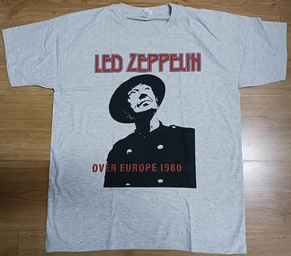 Led Zeppelin T-Shirt Over Europe Tour 1980 Sizes S to XXL Led Zeppelin T-Shirt Over Europe Tour 1980 Sizes S to XXL