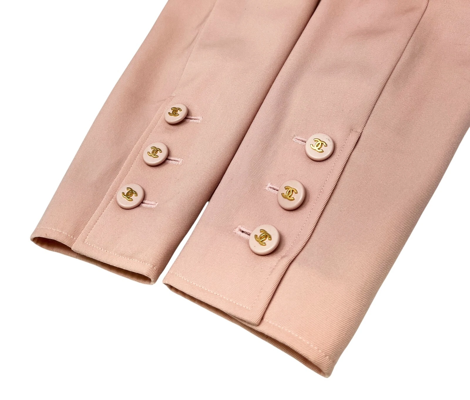 Giacca CHANEL Vintage 97P CC Logo #36 Bottone Ritagliato Rosa Lana