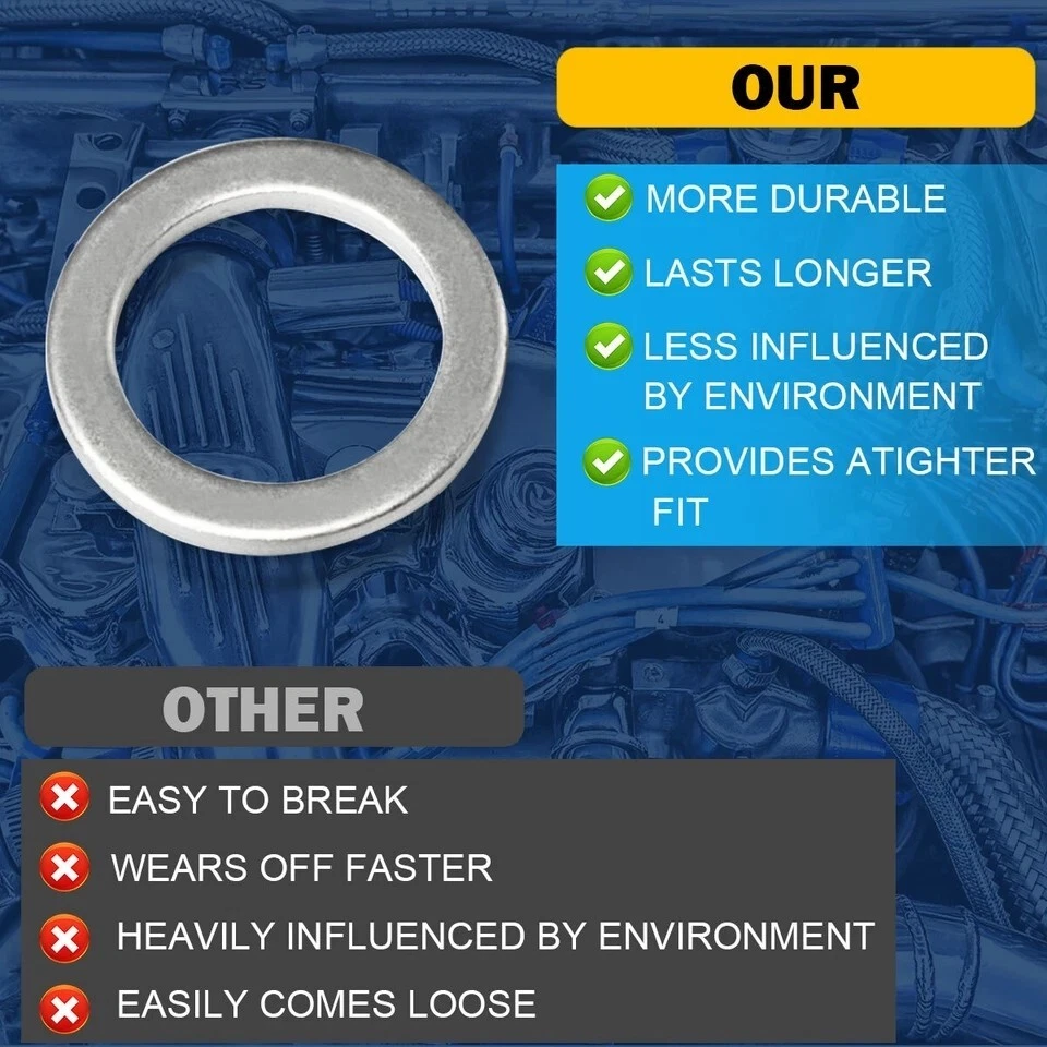 Juntas de arandelas trituradoras de tapón de drenaje de aceite de aluminio M14 50 piezas para MAZDA Foto 2 de 4