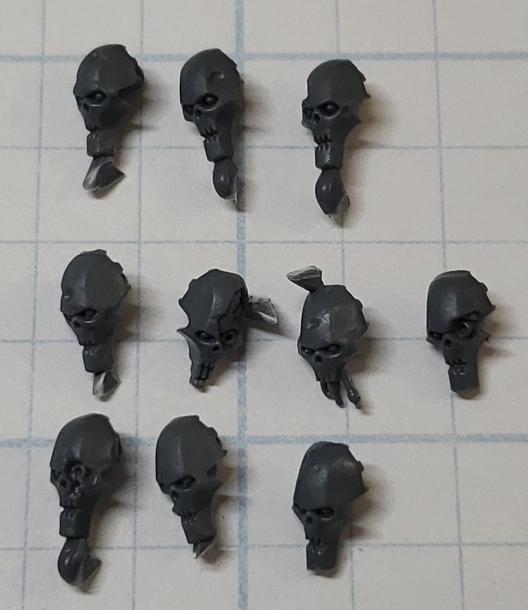 40k Necron Bits Necron Warrior Biomechanical Skull Heads x10 Set B