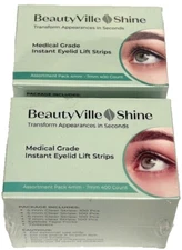 2 Boxes BeautyVille Shine Medical Grade Eyelid Lift Strips Clear 4mm-7mm 400CT