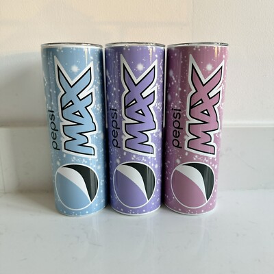 Pepsi Max Rosa Blau oder Lila Edelstahl 20 Unzen Becher Deckel Strohhalm Energie