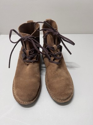 Ugg Elvi Unlined Brown Suede Harness Boots Women's Size 7 US Lace Up