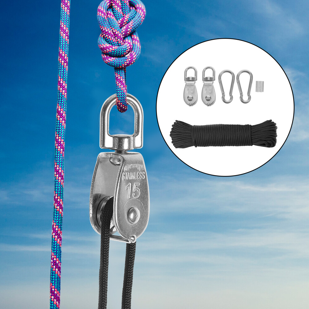 Traction Trolley Pulley Rope Cable Lifting Swivel Hook System Car | eBay