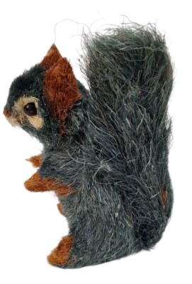 Vtg Furry Squirrel Japan 4'' Gray & Brown