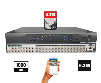 Evertech 32 Channel H.265 AHD TVI CVI Analog Security Video Recorder with 4TB