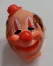 DOLL CRAFT SUPPLIES 2" CLOWN DOLL HEAD MADE IN JAPAN RED HAT SMILING BROWN HAIR