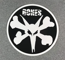 Bones Vato Circle Skateboard Sticker White/Black 4"