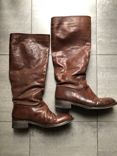 Stivali pelle marrone BENETTON brown leather biker boots EU37 UK4 | eBay