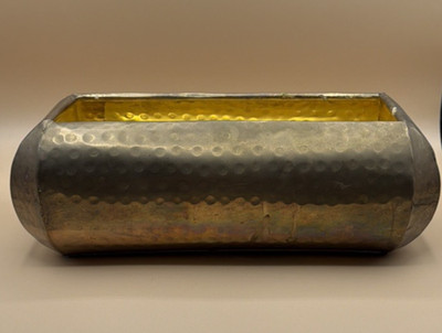 Vintage Hammered Brass Planter 12  Rectangular Flower Box MCM Decor