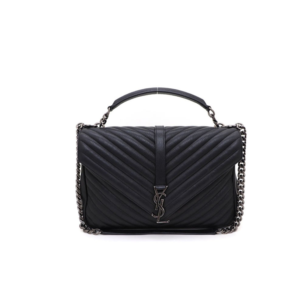 Saint Laurent College Borsa a tracolla grande catena argento 392738